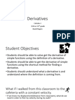 Derivatives: Calculus I 11th or 12 Grade David Rogers