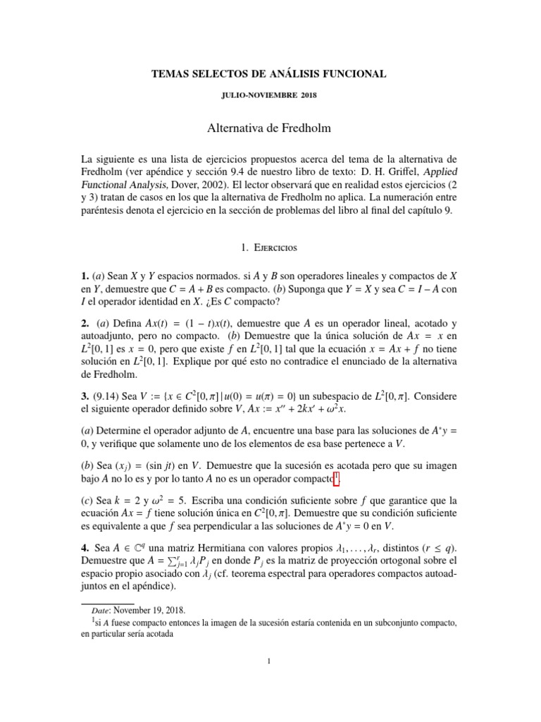 Fredholm Alternative PDF Valores propios y vectores propios