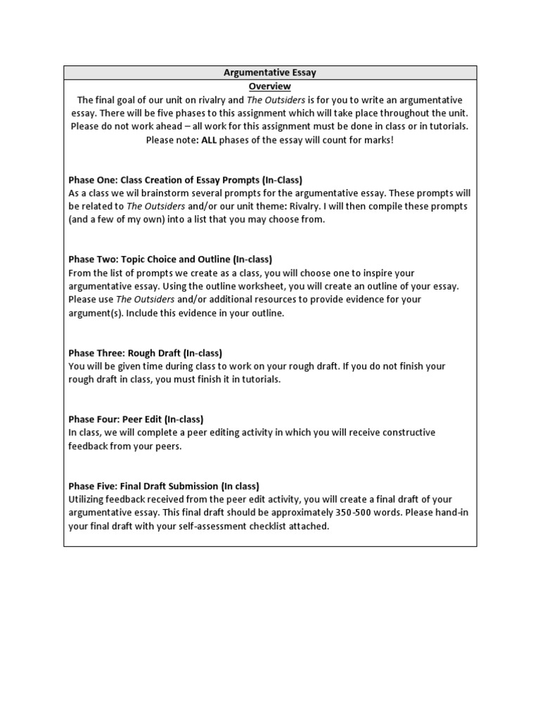 Argumentative Essay Assignment  PDF  Essays  Cognition In Argumentative Essay Outline Worksheet