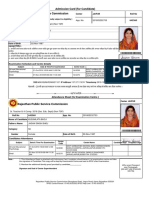 Rajasthan Public Service Commission: Admission Card (For Candidate)