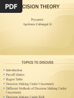 Decision Theory: Presenter: Apolonio Cabangal JR