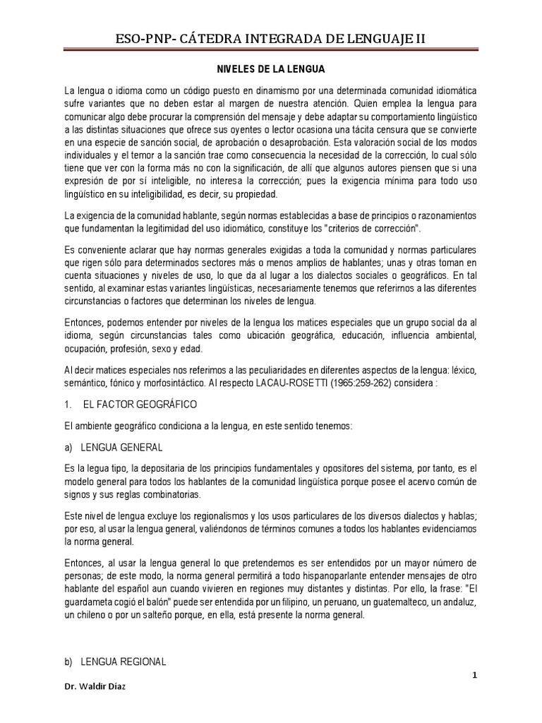 Niveles de la Lengua y su Uso | PDF | Verbo | Asunto (gramática)