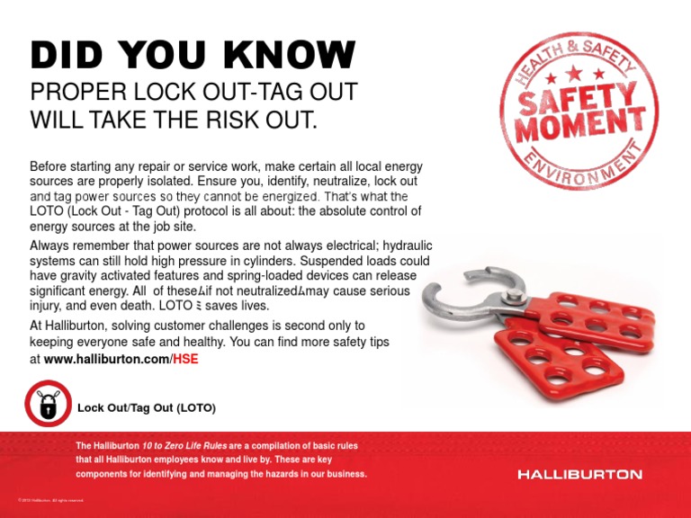 Did You Know: Proper Lock Out-Tag Out Will Take The Risk Out | PDF