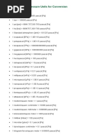 Complete List of Pressure Units For Conversion