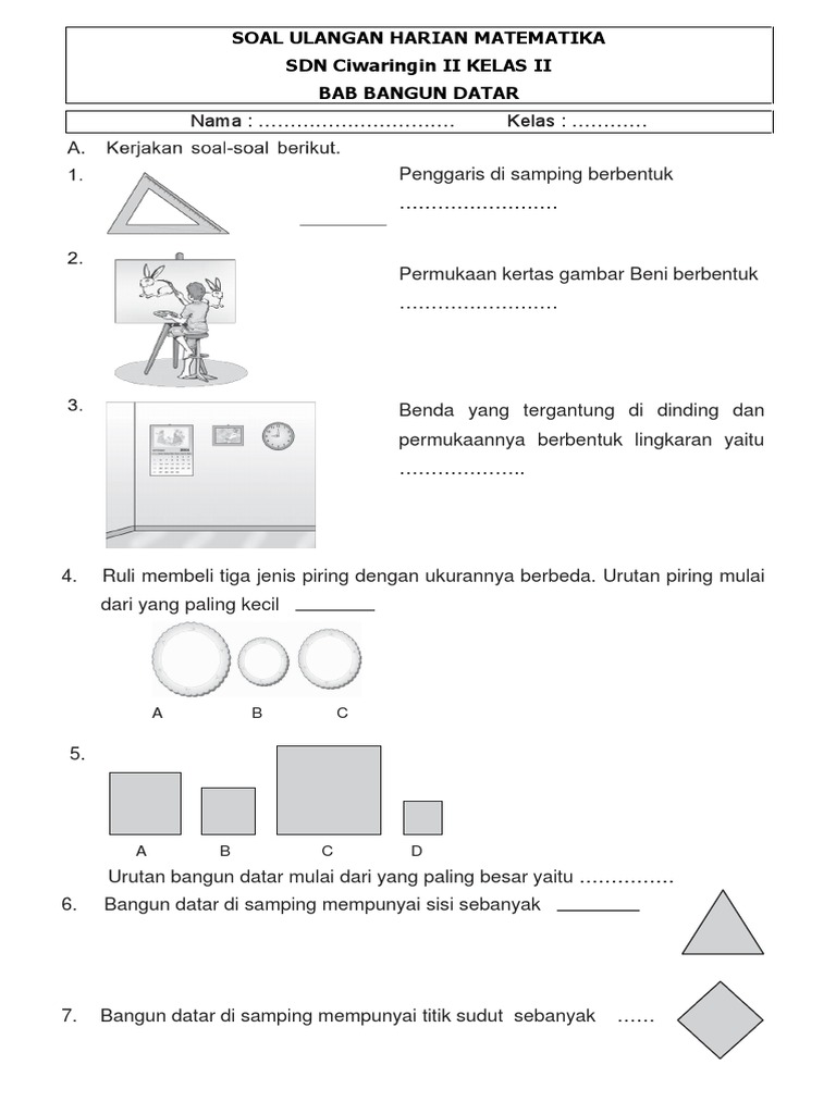 Soal Uh Matematika Kelas 2 Bab Bangun Datar Smster 2 Pdf