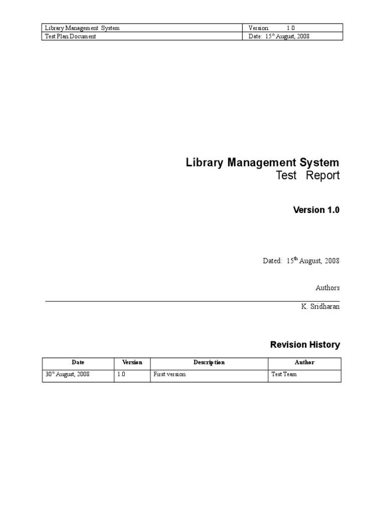 Library System Test Report | PDF | Books | Information Retrieval