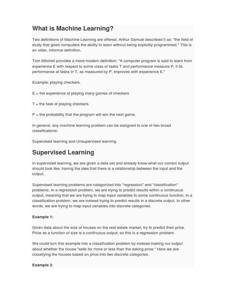 What Is Machine Learning?: Example 1 | PDF | Machine Learning ...