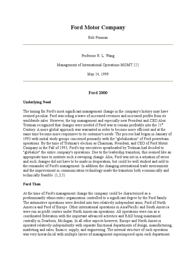 Ford Report | PDF | Ford Motor Company | Car