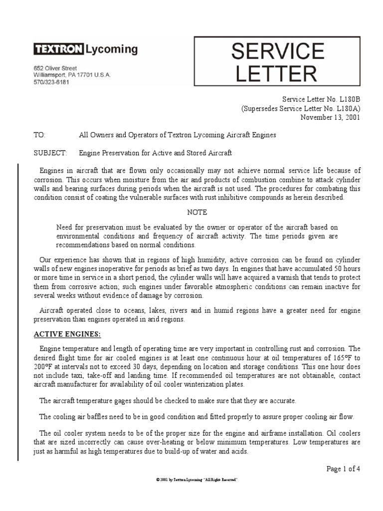 Engine Preservation For Active and Stored Aircraft PDF PDF Motor Oil Cylinder (Engine)