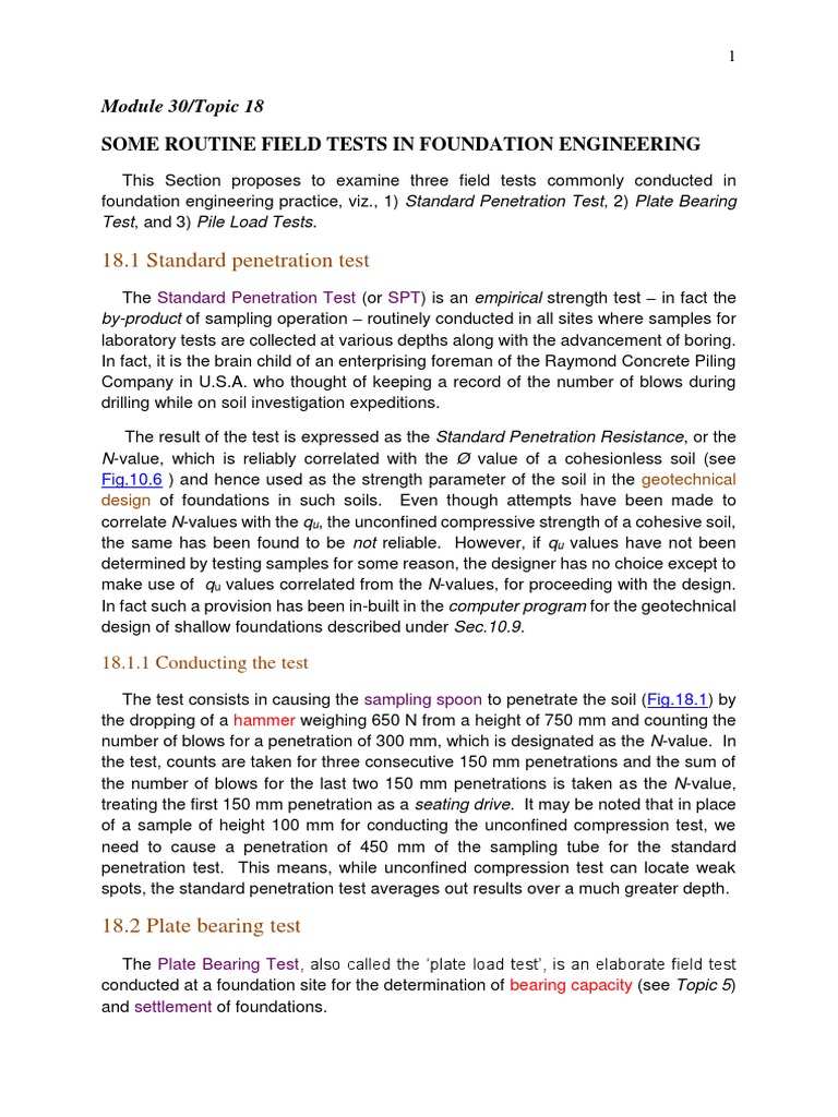 Field Tests in Foundation Engineering | PDF | Deep Foundation ...