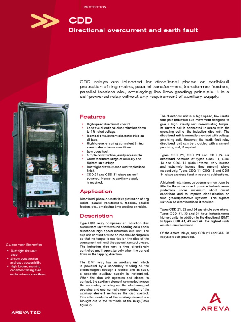 Cdd Directional Overcurrent And Earth Fault Protection Pdf Relay