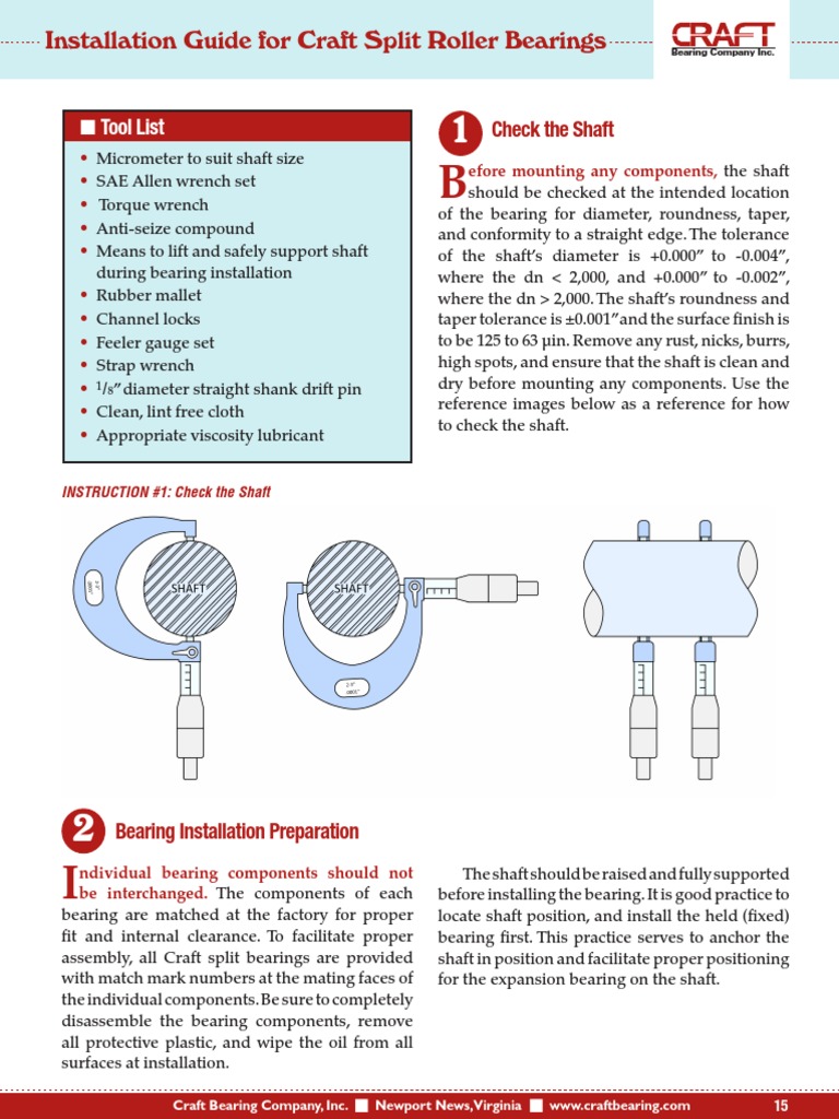 Craft Split Bearing Installation Guide | PDF | Bearing (Mechanical) | Screw