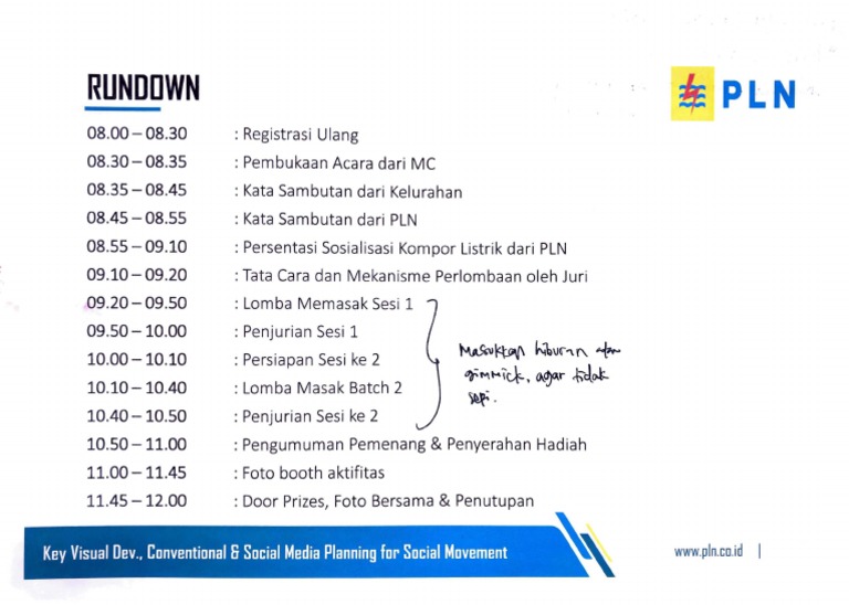 Rundown Acara Sosialisasi PLN | PDF