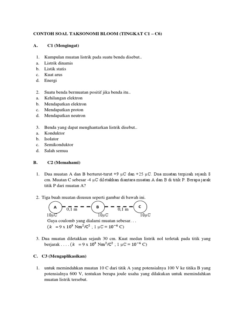 Contoh Soal Taksonomi Bloom