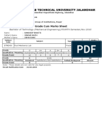 I.K.Gujral Punjab Technical University Jalandhar: Grade Cum Marks Sheet