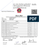 Grade Sheet: Bachelor of Technology (Mechanical Engineering), SEVENTH Semester, Nov-2018