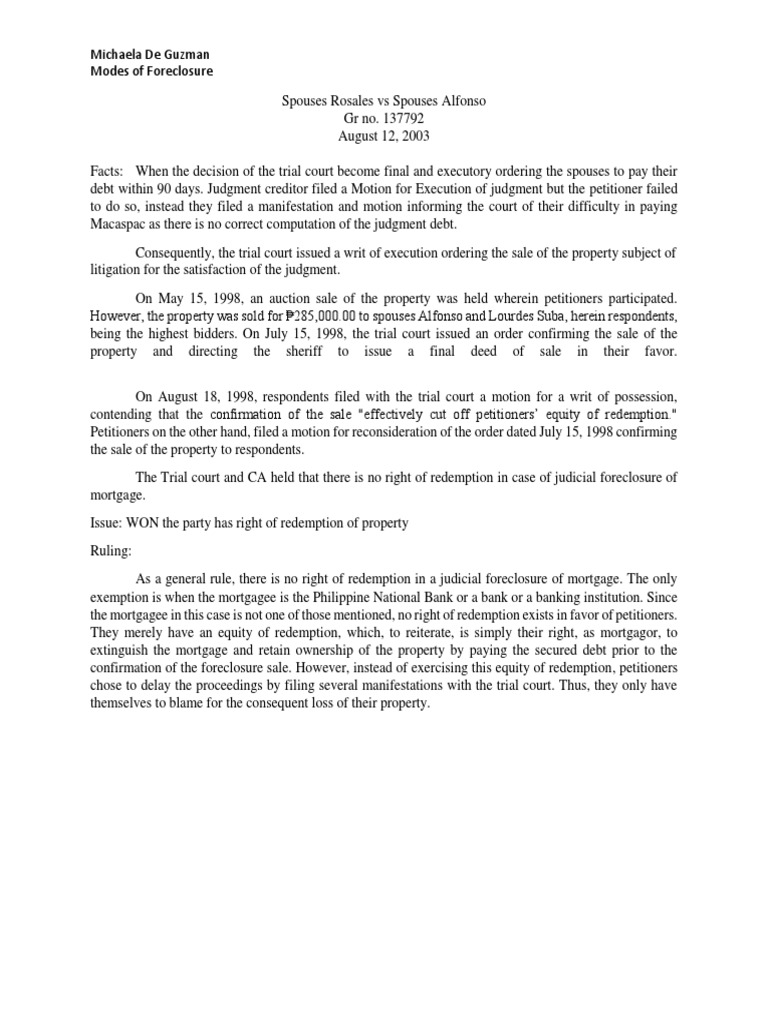 Modes of Foreclosure: Key Rulings | PDF | Foreclosure | Mortgage Law