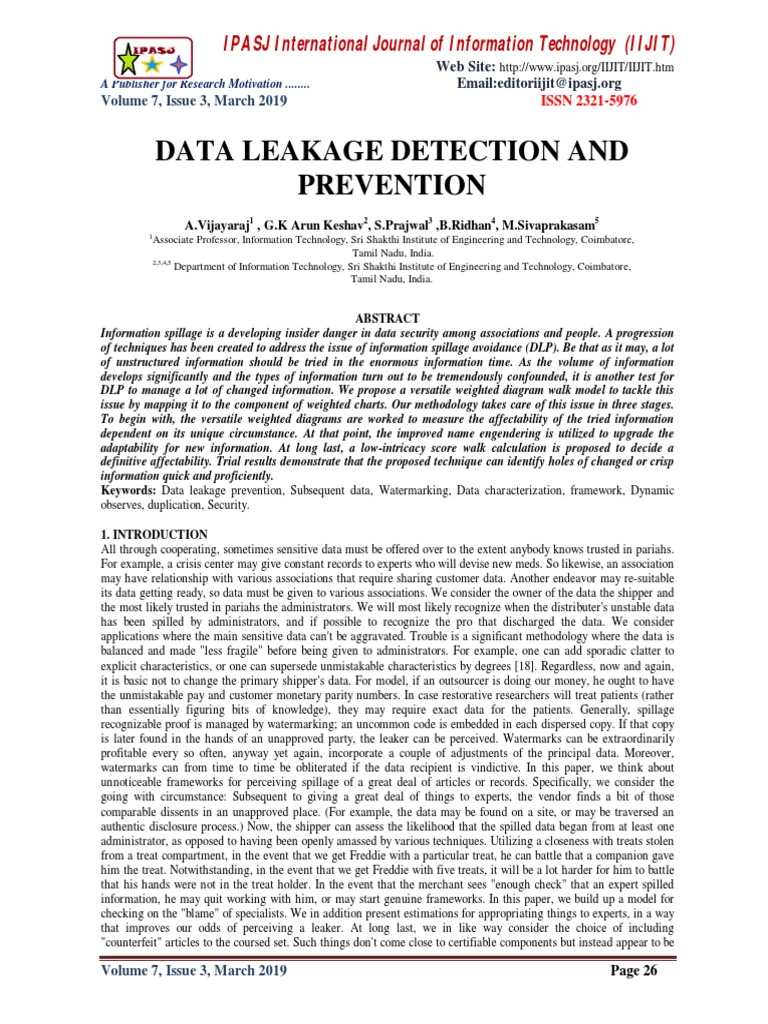 Data Leakage Detection and Prevention | PDF | Cloud Computing | Information