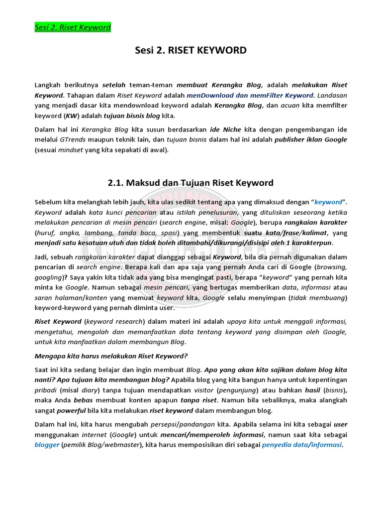 Sesi 2 Riset Keyword 1 | PDF