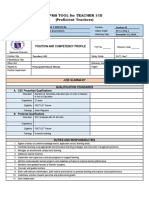 Rpms Tool For Teacher I-Iii (Proficient Teachers) : Position and Competency Profile