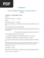 Experiment 2 Creating, Compiling and Executing C/C++ Programs Using GCC/G++ Compilers