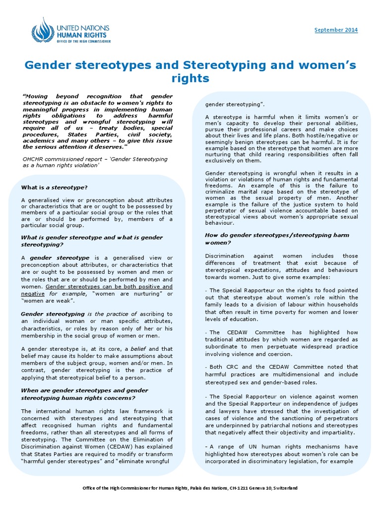Gender Stereotypes and Stereotyping as Human Rights Violations ...