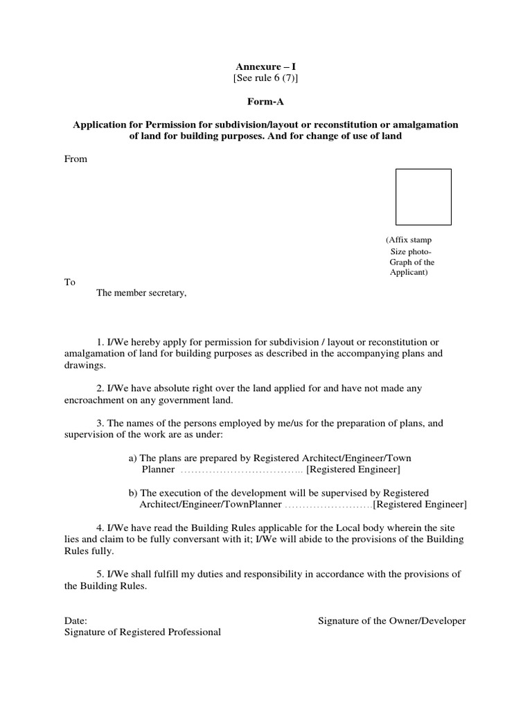 Land Subdivision Application Form | PDF | Social Institutions | Social ...