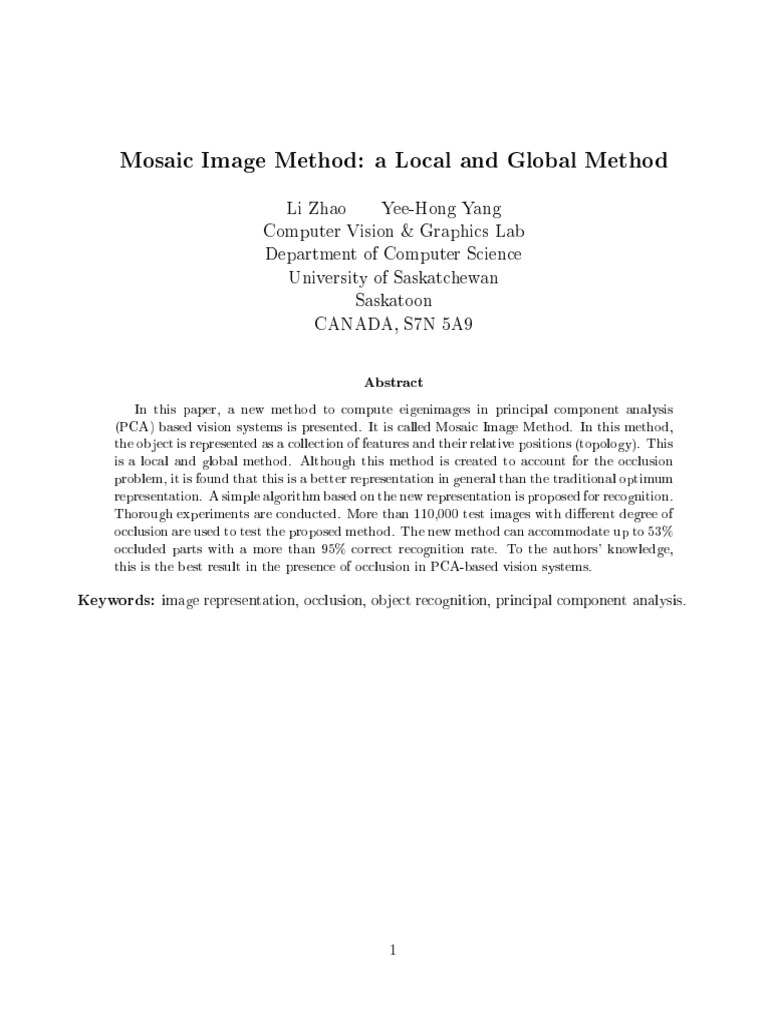 Mosaic Image Method: A Local and Global Method | PDF | Principal ...