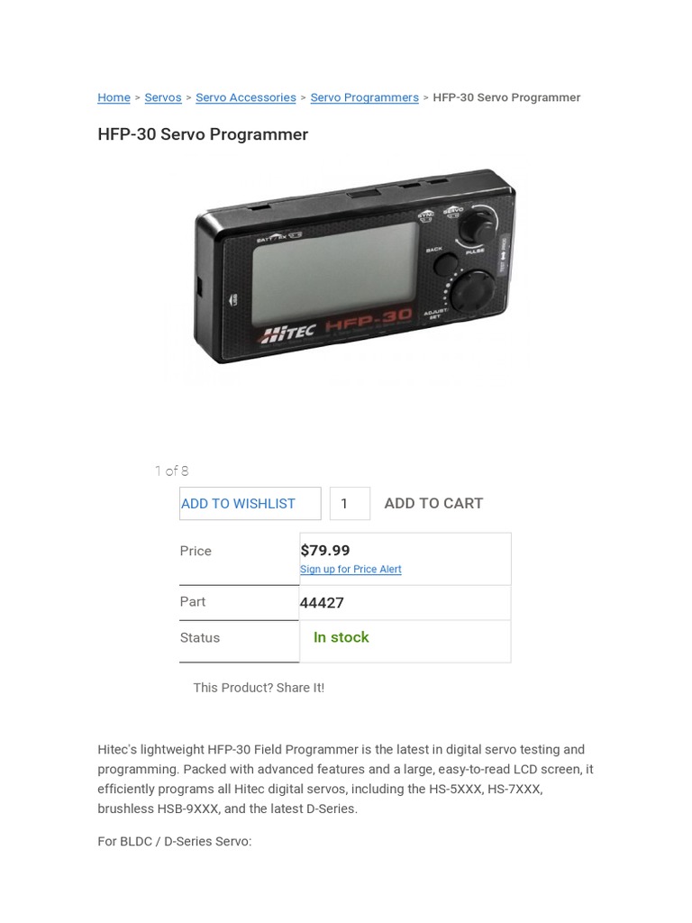 HFP30 Servo Programmer Home Servos Servo Accessories Servo