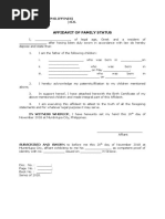 Affidavit of Family Status