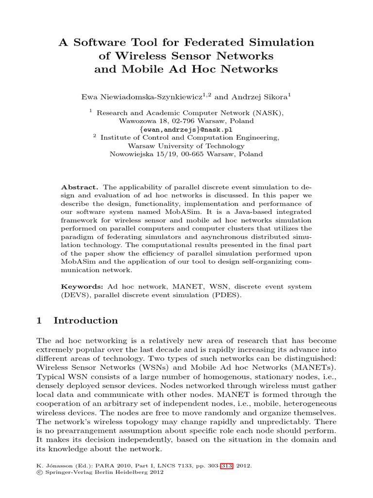 MobASim: Federated Simulation Tool for WSN and MANET | PDF | Wireless ...