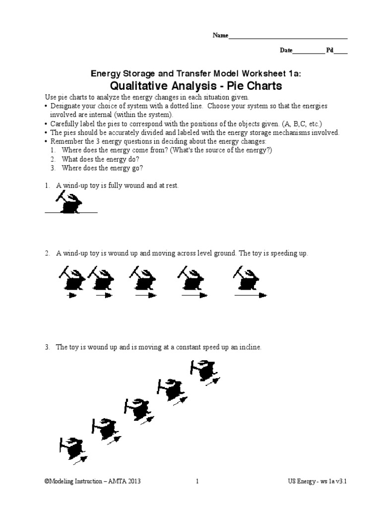 Energy Storage And Transfer Model Worksheet 3 Quantitative Energy Calculations Energy Conservation