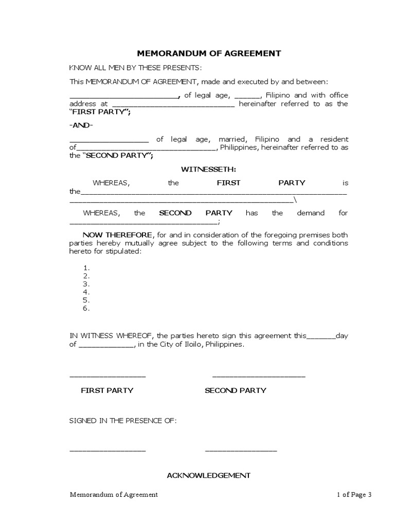 Memorandum of Agreement | PDF