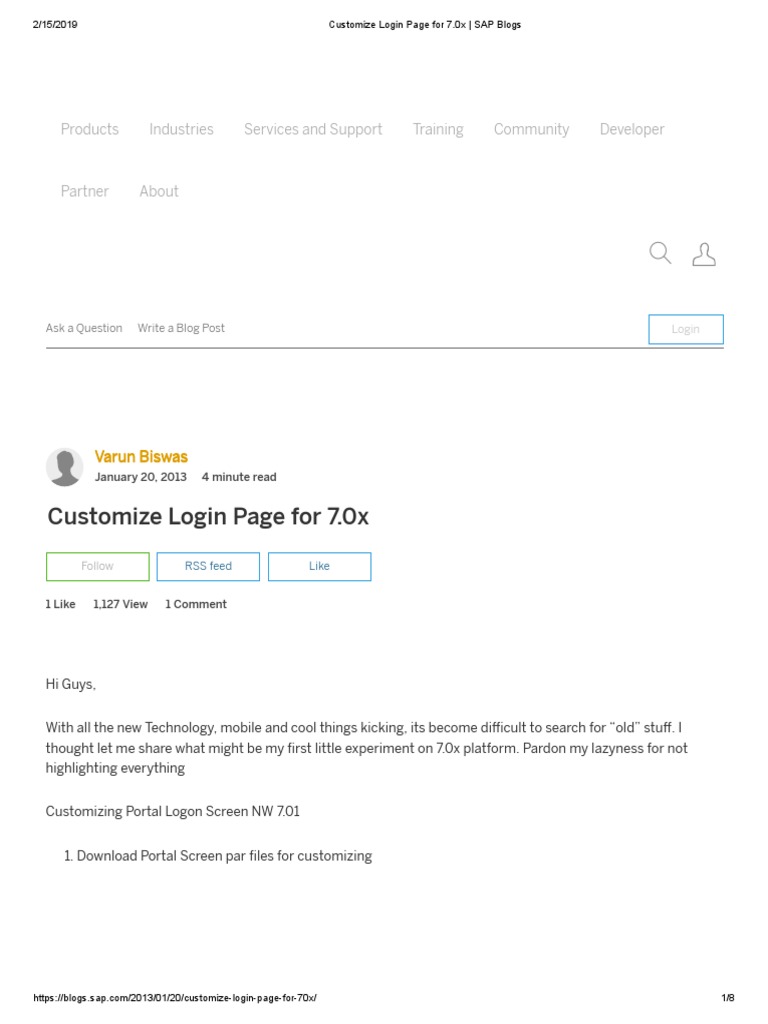 Customize Login Page For 7.0x - SAP Blogs | PDF | Login | Digital ...