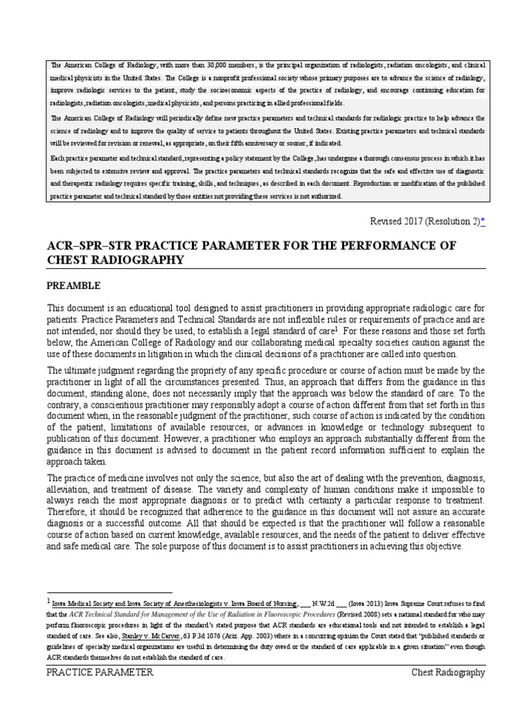 ACR Recomendations On Exposure Time | PDF | Radiography | Radiology