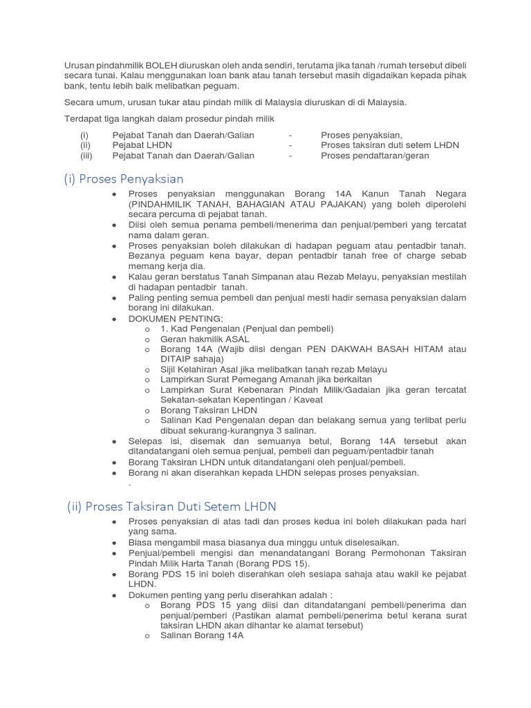 Pindah Milik Tanah Pdf