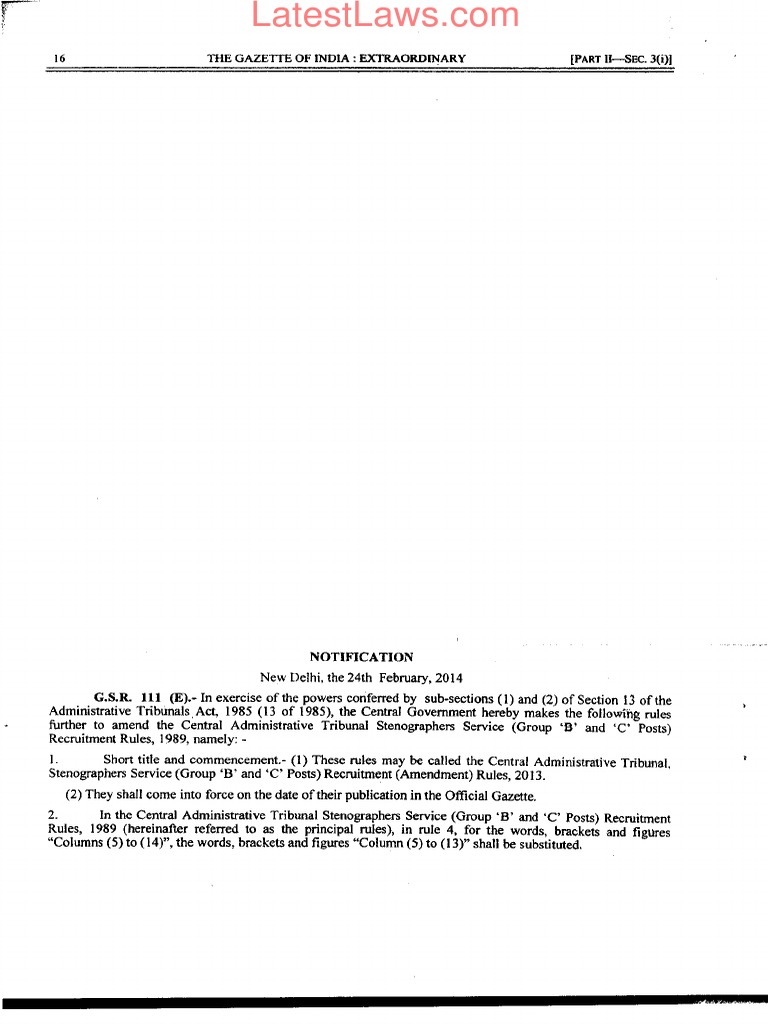 CAT Stenographers Service (Group B and C Posts) Recruitment 