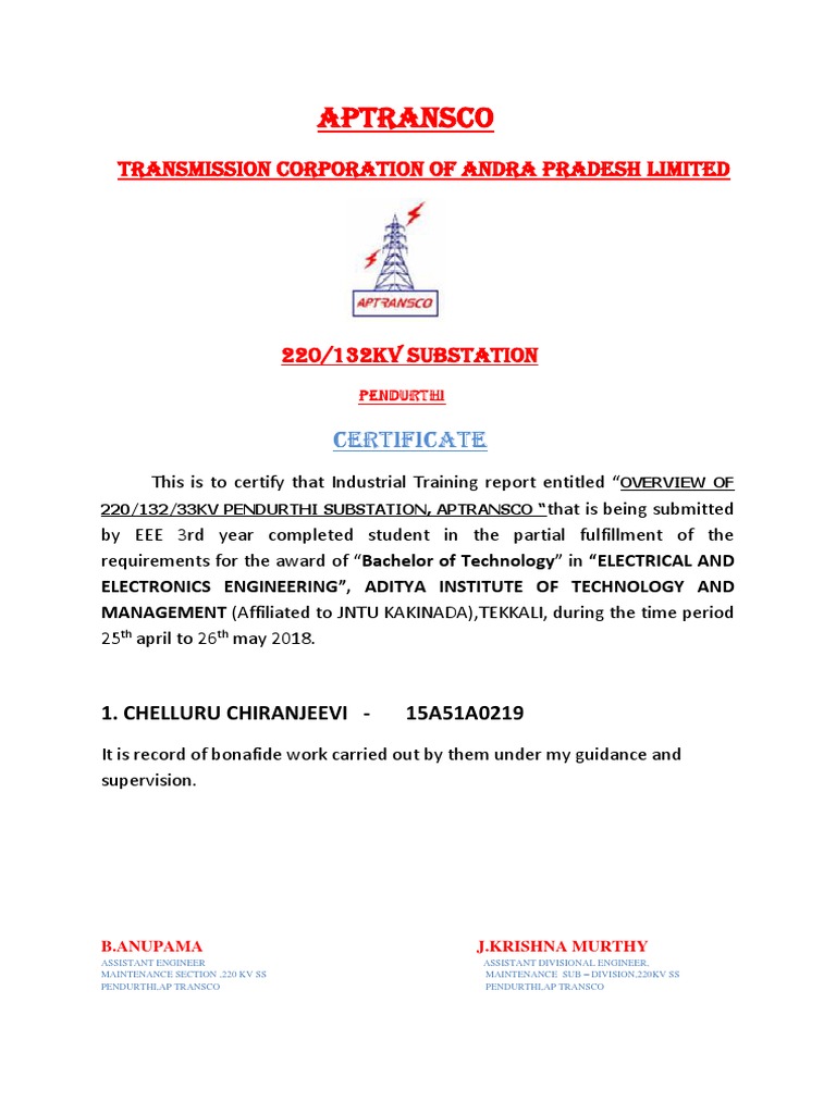 Aptransco: Transmission Corporation of Andra Pradesh Limited | PDF