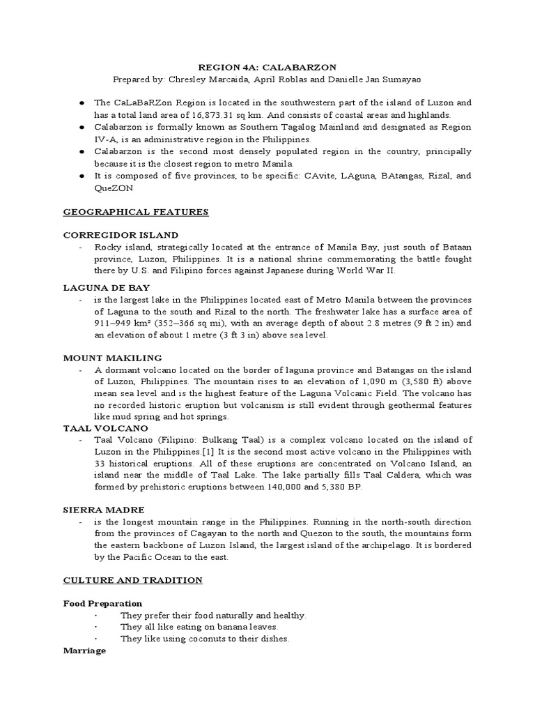 Region 4a Calabarzon Cuisine Foods