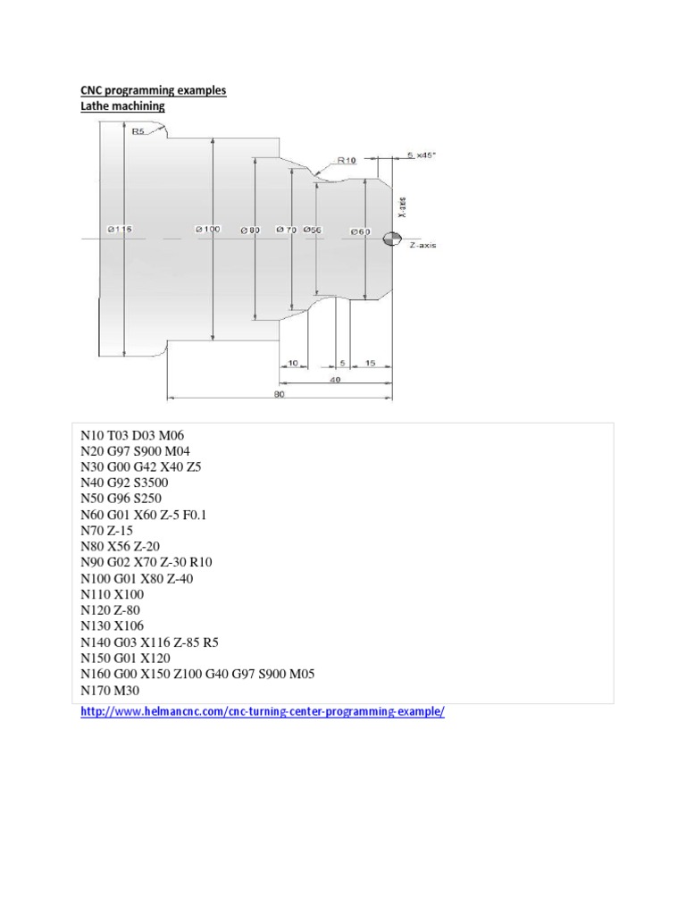 CNC Programming Examples Lathe Machining | PDF
