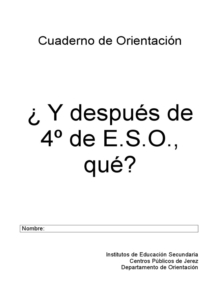 Autoconocimiento y Orientación Vocacional | PDF | Educación Secundaria ...