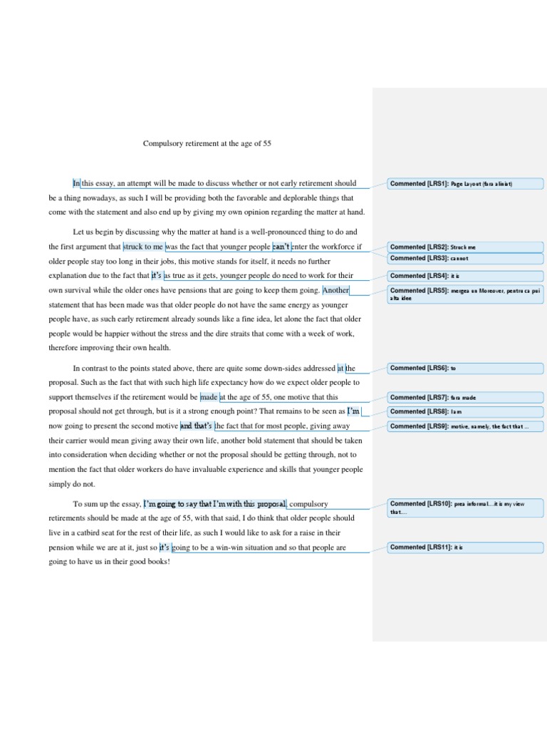 CAE Writing Model Before Correction | PDF | Retirement | Cognitive Science