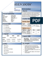 Yaseen Shah: Objective Personal Information