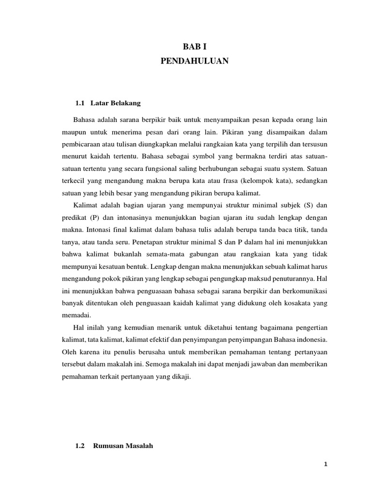 Makalah Tata Kalimat Dan Kalimat Efektif Bahasa Indonesia