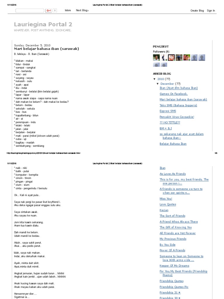 Lauriegina Portal 2 Mari Belajar Bahasa Iban Sarawak Pdf