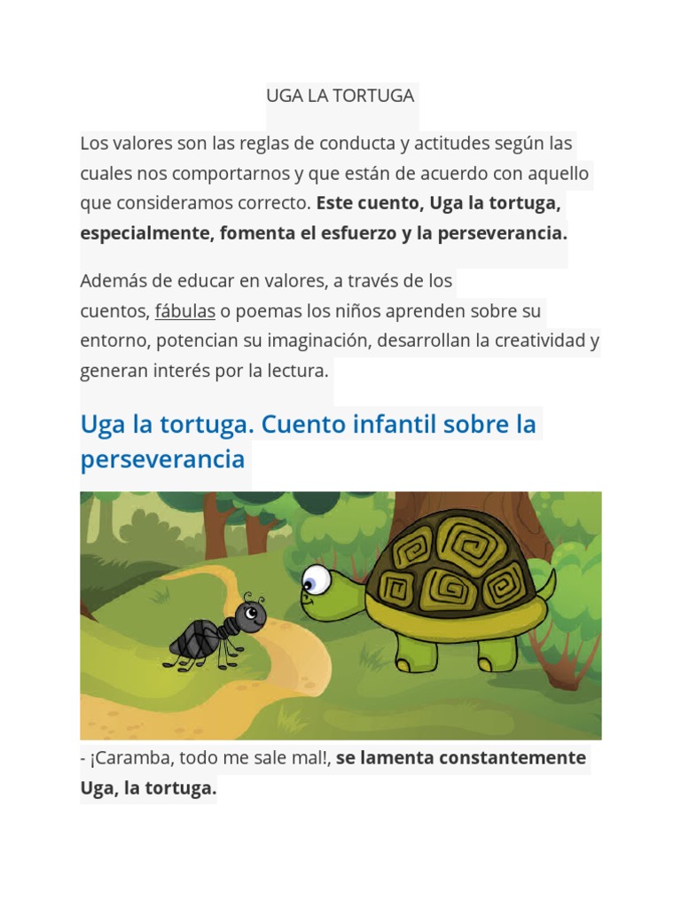 Uga la tortuga. Cuento infantil sobre la perseverancia | Felicidad ...