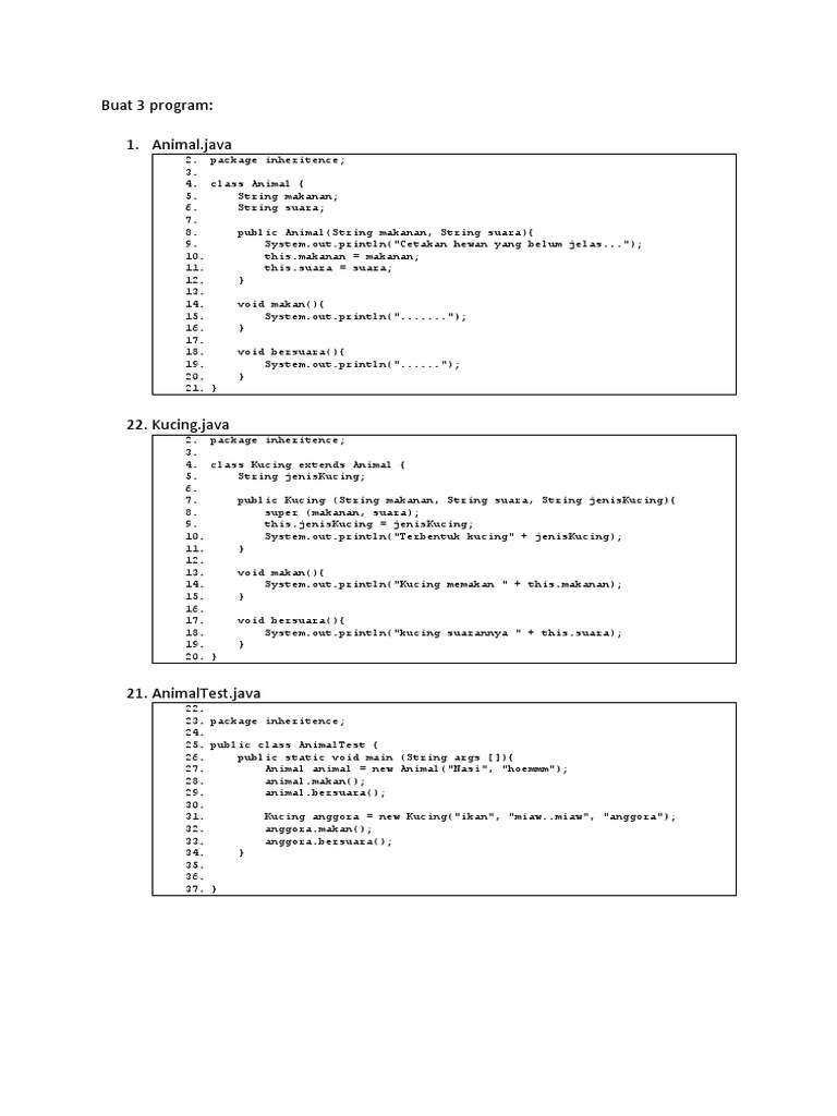 Buat 3 Program 1. Animal Java PDF