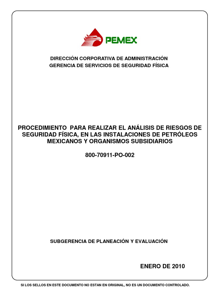 Análisis de Riesgos de Seguridad Física en Pemex | PDF | Planificación ...