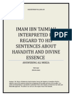 IMAM IBN TAIMIAH INTERPRETED IN REGARD TO HIS ABOUT SENTENCES HAVADITH AND DIVINE ESSENCE 