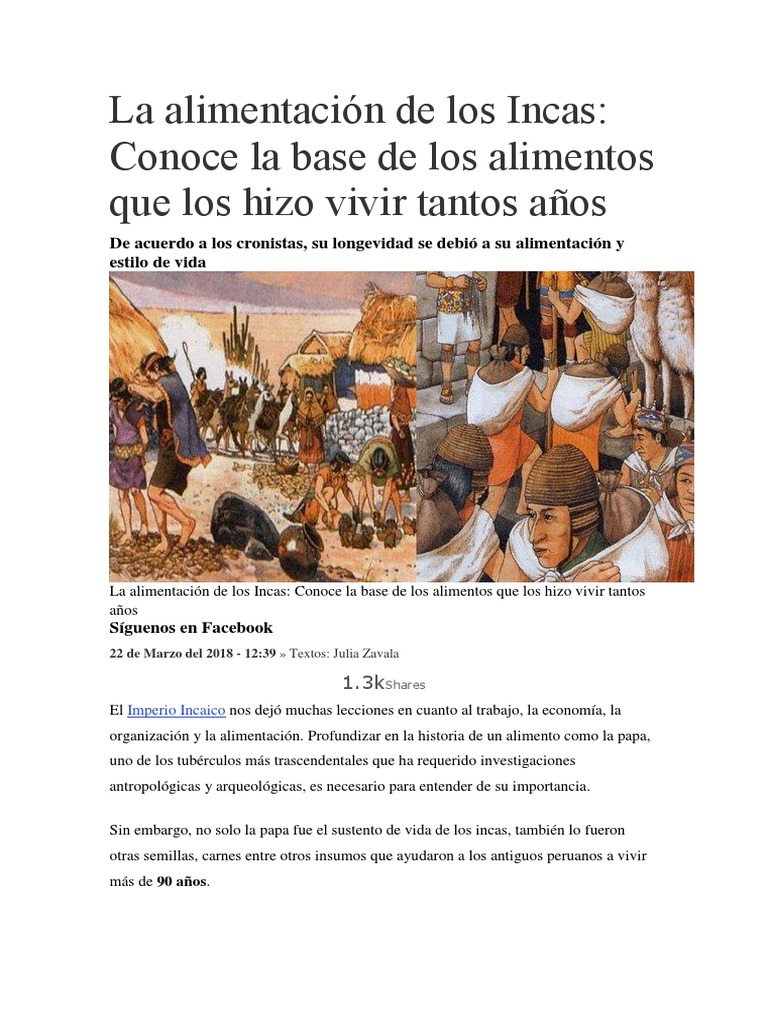 La Alimentación de Los Incas | PDF | Patata | Imperio Inca